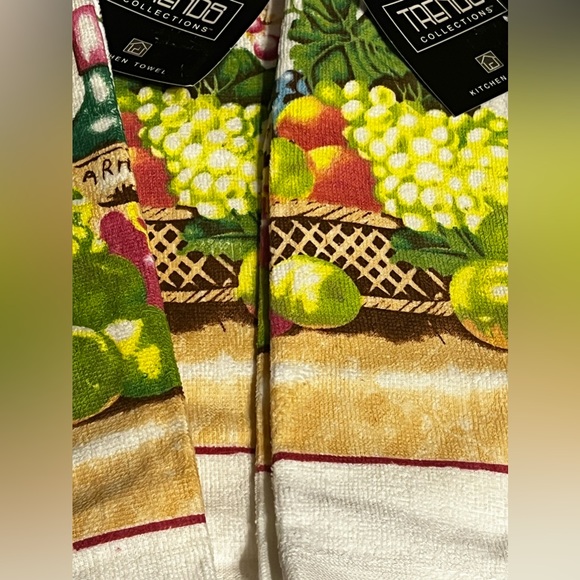 New 4 Pcs Trends Collection Fruit Basket & Wine Design Kitchen Towels -Blemish - Picture 4 of 11